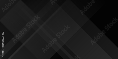 Modern black white abstract background. Minimal. Gradient. Dark grey banner with geometric shapes, lines, stripes, triangles. Design. Futuristic.
