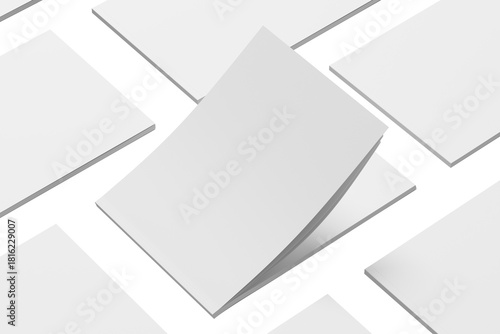 A5 / A4 Landscape Magazine White Blank 3D Rendering Transparent Background Mockup PNG