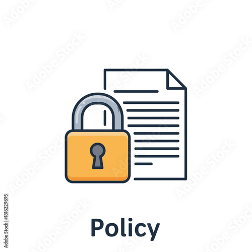 Secure Document Policy Icon Representing Confidentiality, Privacy, and Information Protection