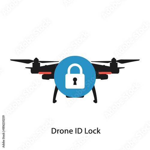 Drone ID Lock Secure Flight and Data Protection Illustration for Aviation Safety