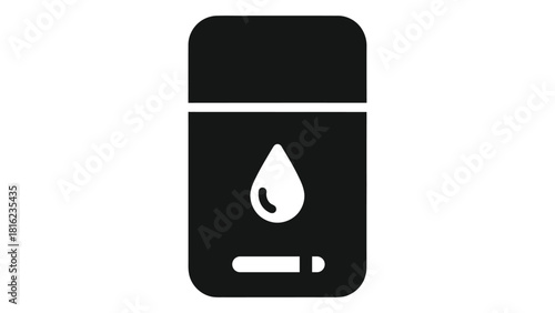 Black and white icon representing a smart water purifier with a water drop symbol.