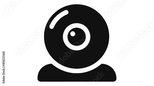 Simple black and white icon representing a webcam for video capture.