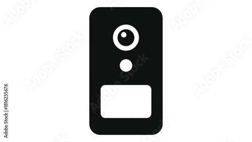 Simple black icon representing a video door phone or smart doorbell for home security and communication.