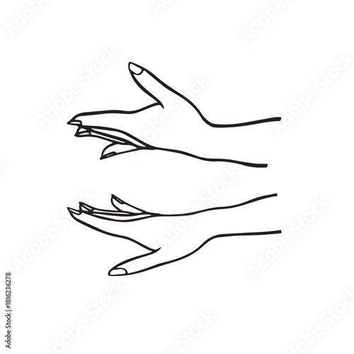 Two elegant hands with manicured nails are gracefully positioned, creating a visually appealing composition isolated on