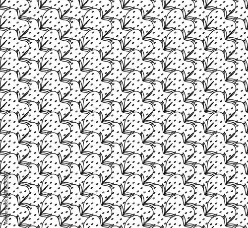 Strawberry outline line art style pattern. Valentine's Day seamless pattern. Vector graphic line black and white illustration. for package, holiday design, fabric and textile.