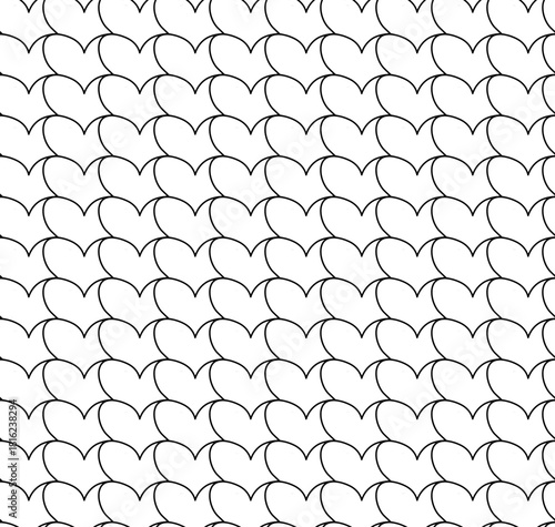 Hearts closeup Valentine's Day seamless pattern. Vector graphic line black and white illustration. Banner, poster, wrapping paper, sticker, print, modern textile design.