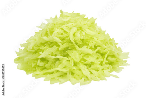 Fresh green shredded lettuce pile, healthy food ingredient for diet and clean eating, with transparent background