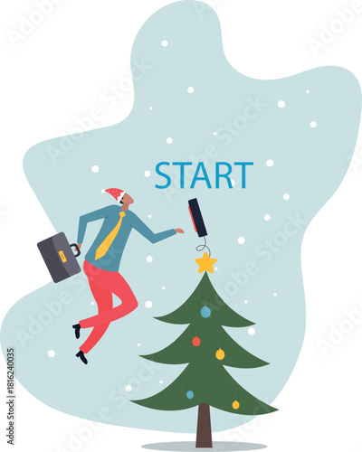 Push start button to start new business, entrepreneur to begin new company, startup to launch project, opportunity,about a man and his life.