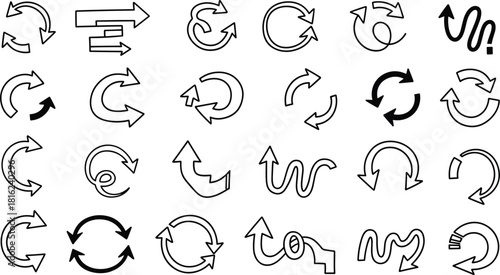 Hand drawn arrow collection isolated on white background set of simple arrows, pointers, direction indicators, and navigation symbols for web design and infographics