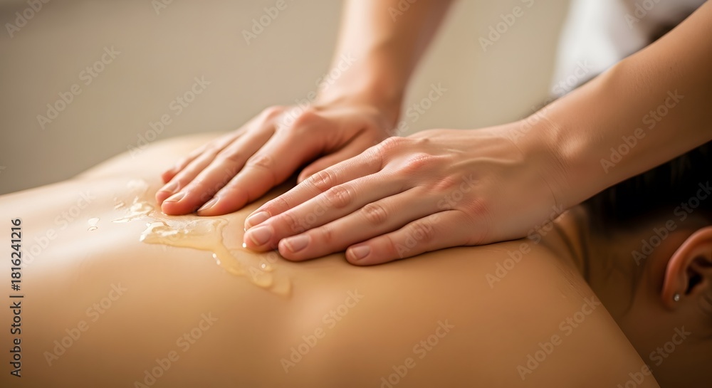 Naklejka premium Professional therapist giving a relaxing deep tissue back massage with oil.