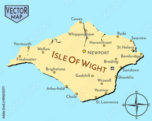 Simple isolated vector map of British Isle of Wight.