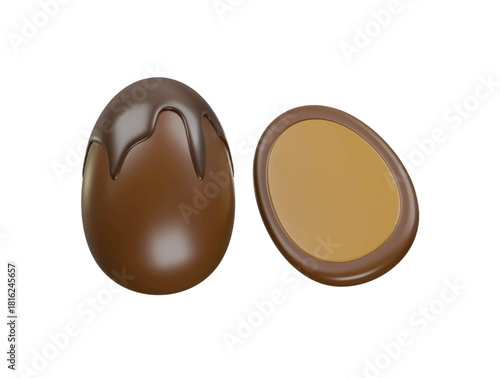chocolate egg icon 3d illustration render