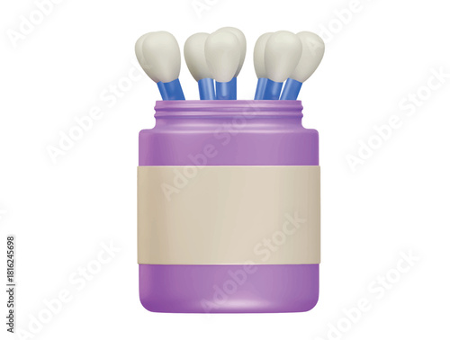 cotton swab icon 3d illustration render