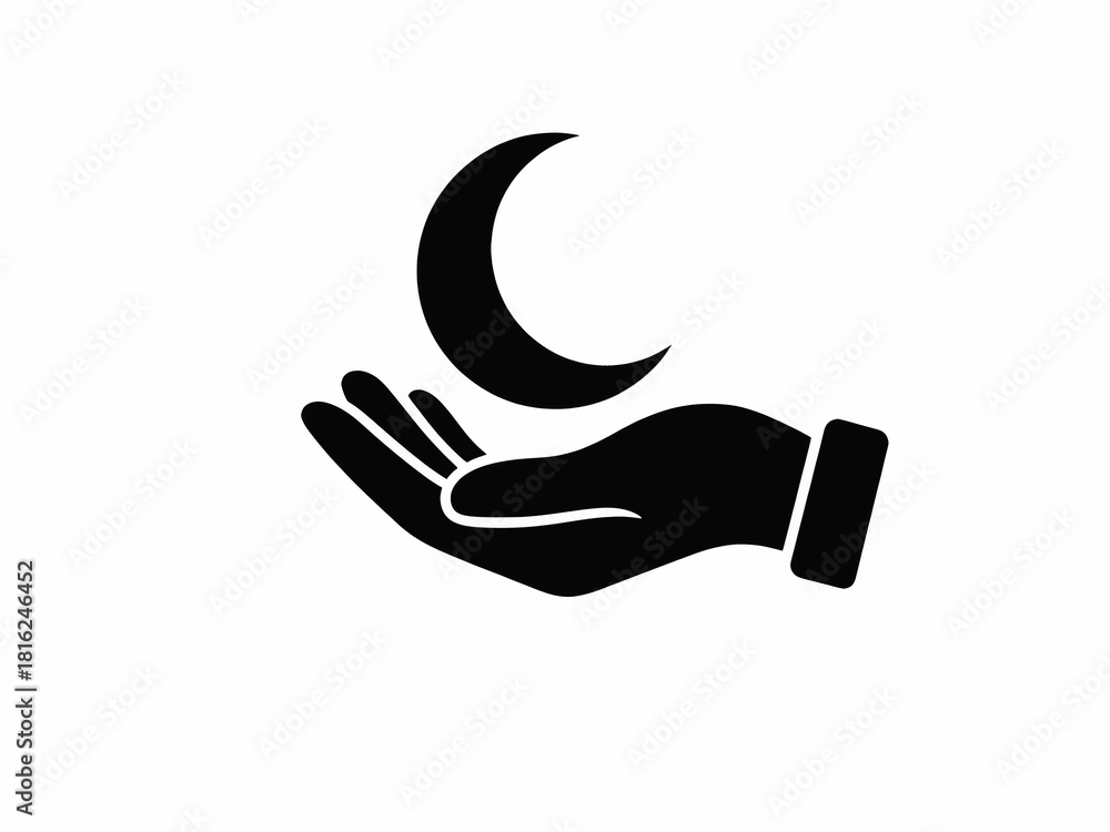 Fototapeta premium Hand Holding Moon Icon