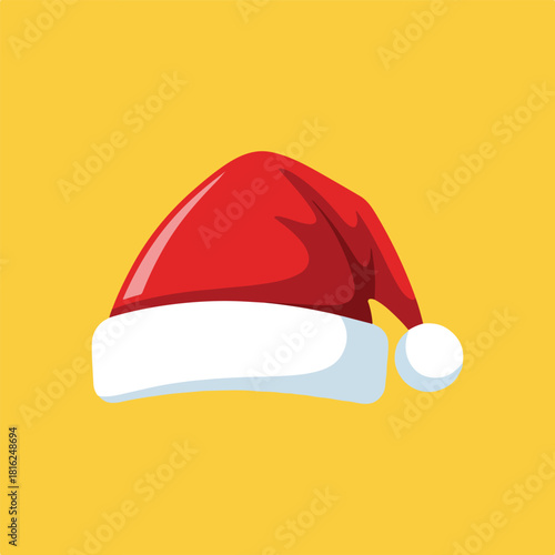 A vibrant red Santa hat with a white brim and pom-pom