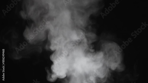Abstract smoke swirling against a black backdrop, offering a mysterious and atmospheric visual