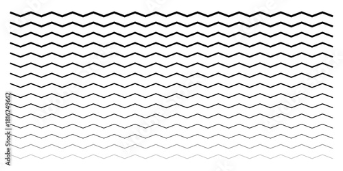 wavy zigzag lines. Black underlines wavy curve zig zag line pattern in abstract style, horizontal line eps 10.