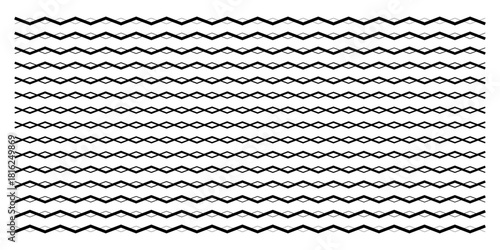 wavy zigzag lines. Black underlines wavy curve zig zag line pattern in abstract style, horizontal line eps 10.