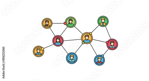 Interconnected Network of Individuals Representing Social Connection and Collaboration