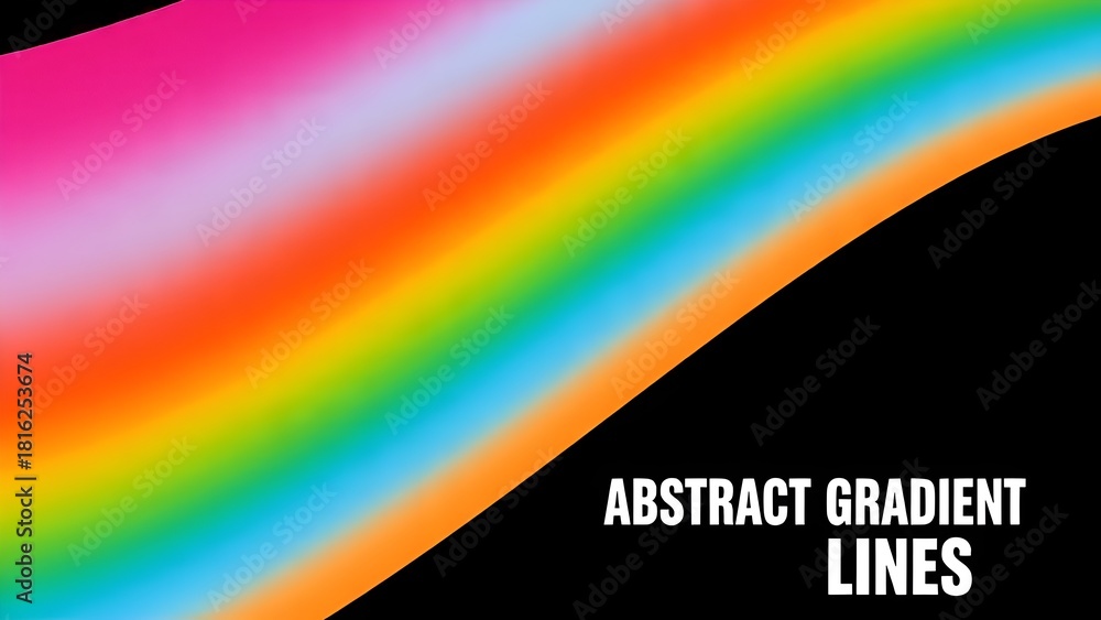 Obraz premium Abstract colorful gradient lines on a black background creating a vibrant and modern design.