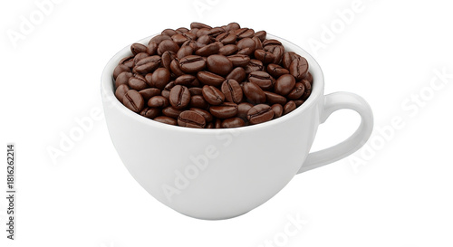 Wallpaper Mural A white ceramic cup is overflowing with roasted coffee beans set against a stark black background Torontodigital.ca