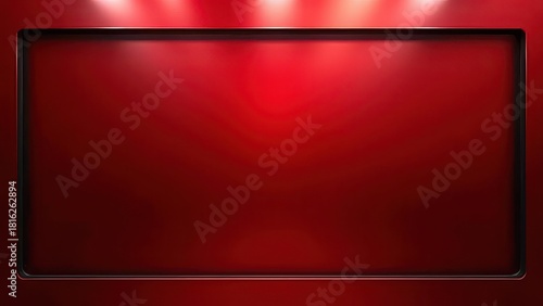 abstract metallic red shiny background with black frame modern tech layout futuristic reflective design template