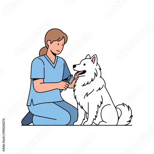 Veterinarian Brushing Dogs Teeth for Pet Dental Hygiene