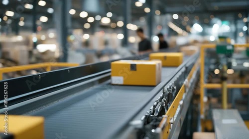 A delivery sorting facility running through the night with conveyor belts moving packages and scanners beeping rhythmically — continuous e-commerce fulfillment, rapid logistics, and high-volume