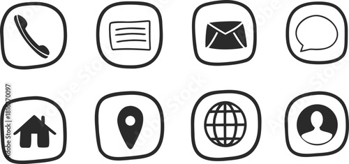 Contact us doodle icons for websites or apps perfect for marketing or design projects to connect and engage with your audience easily and effectivelyb