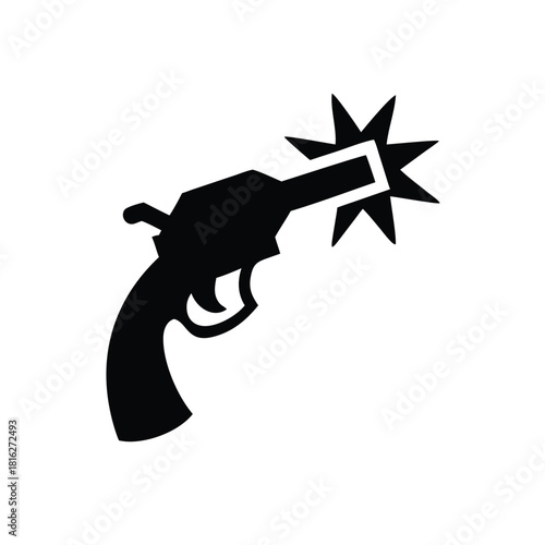 Revolver Icon with Bursting Star Design
