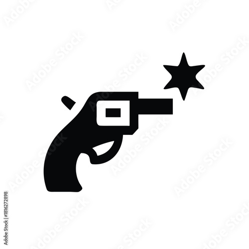 Stylized cartoon revolver with a jagged flash