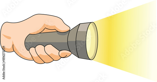 Handheld Flashlight – Bright Beam, Vector Illustration