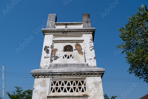 Historic remains of Masjid Pecinan Tinggi in Banten, Indonesia – an ancient mosque tower and mihrab from the Sultanate of Banten era.