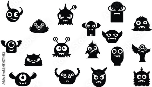 Collection of cartoon monsters for Halloween illustration vector
