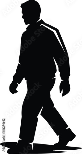 Silhouette of walking man side view casual pose vector illustration