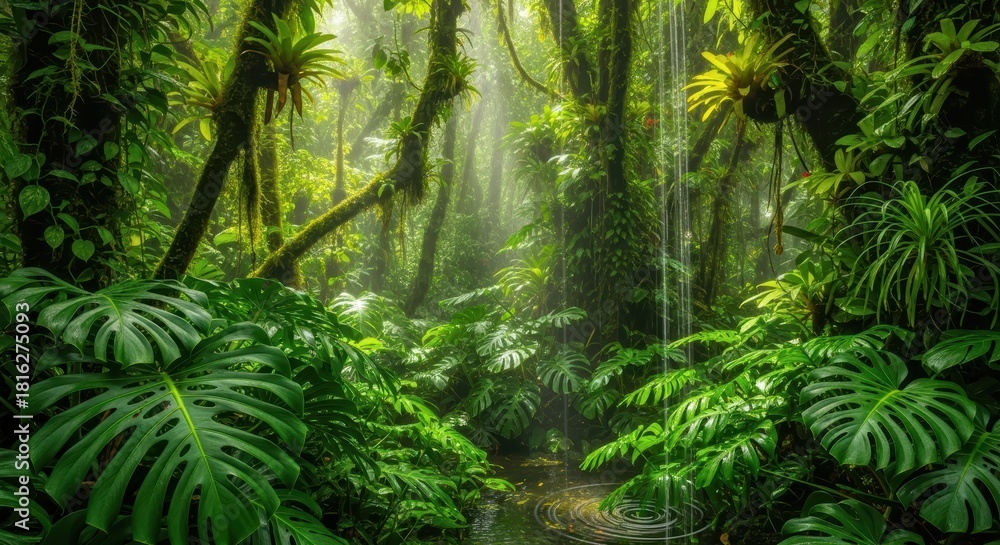 Obraz premium Lush Greenery in a Dense Tropical Rainforest