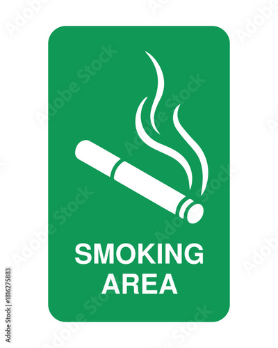 Smoking Area Sign – Green Rectangle with Cigarette Icon