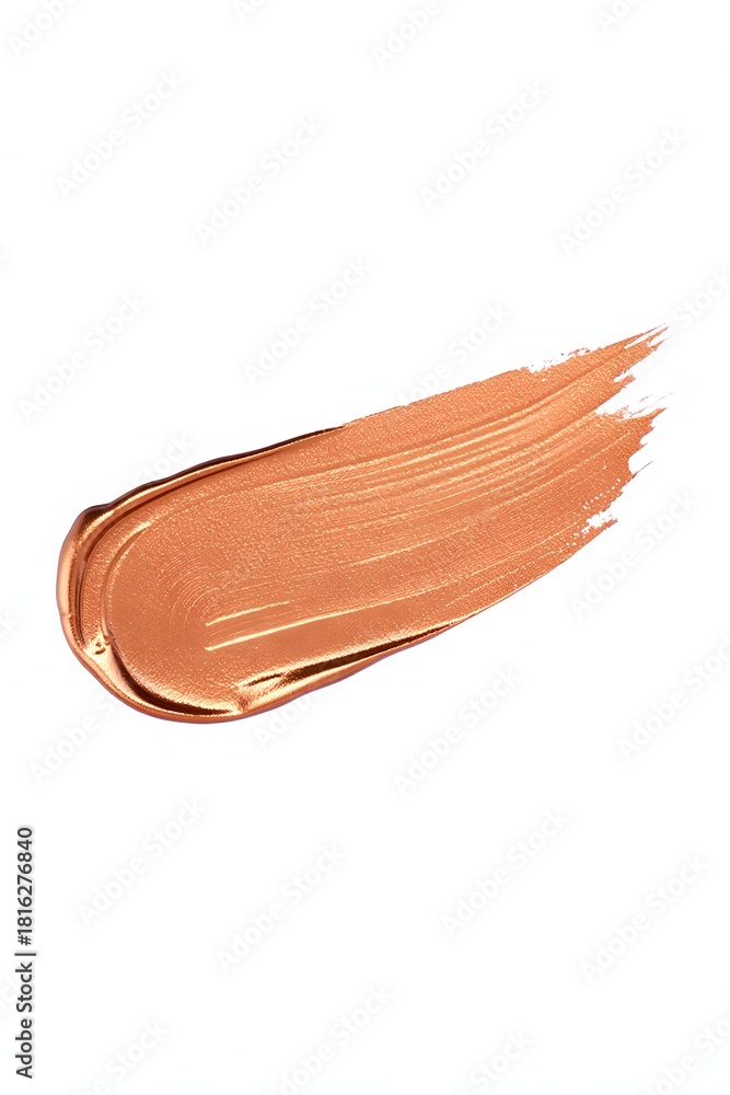 Fototapeta premium Closeup of a shimmering coppercolored lipstick smear, revealing its creamy texture and metallic sheen, perfect for beauty and makeup concepts