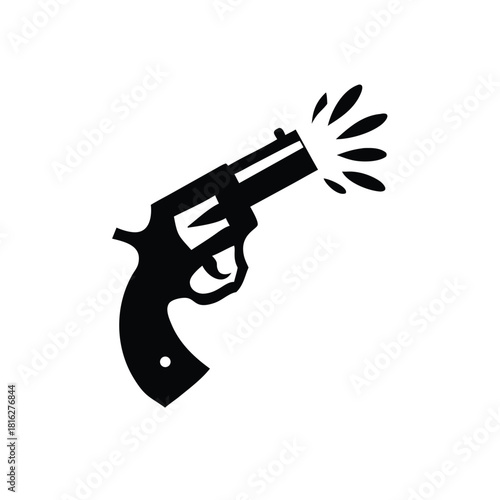 Revolver Firing Silhouette Graphic
