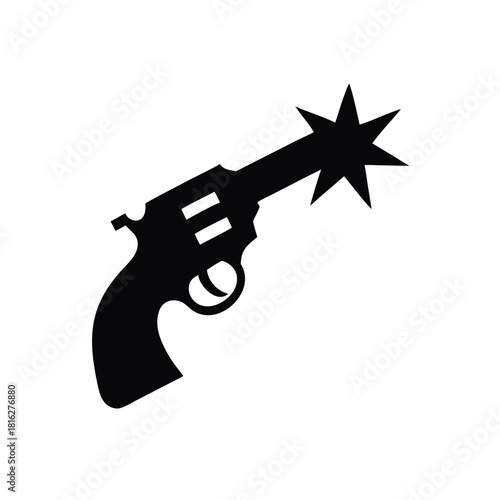 Silhouetted Revolver with Bursting Spark