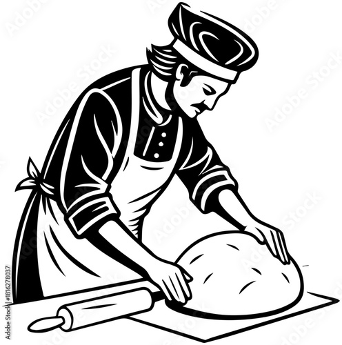 Baker Shaping Dough Silhouette
