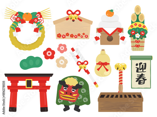 正月・年賀状　イラスト素材セット