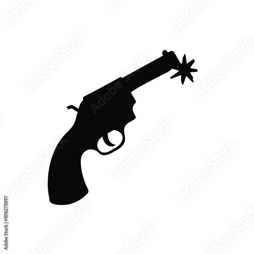 Silhouette of a Revolver Firing a Star