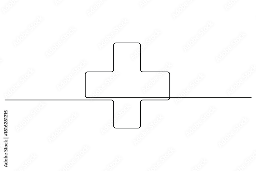 Obraz premium Healthcare cross symbol in smooth continuous single line modern design