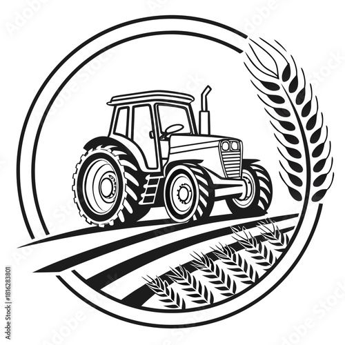 Tractor in Circle Frame 1