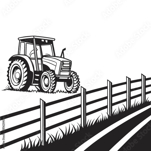 Tractor with Fence Background 1