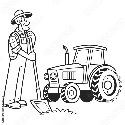 Farmer Beside Tractor