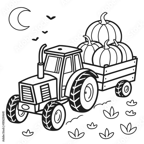 Tractor Carrying Pumpkins