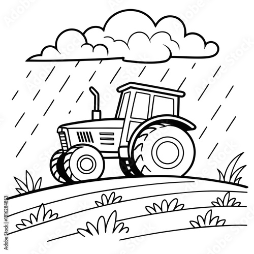 Tractor Under Raincloud