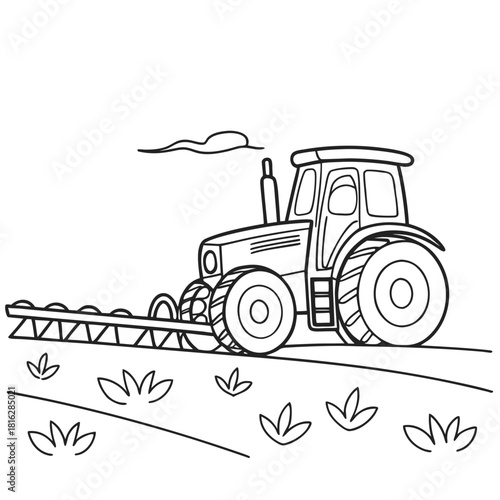 Tractor Pulling Plow in Field 1